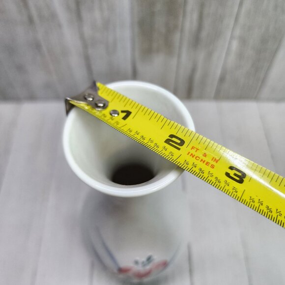 Vintage Japanese Hand Painted Porcelain Vase Floral Design White 7.25'' Tall - Picture 8 of 8